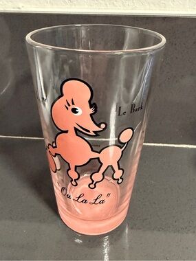 Highball Glass tumbler Mid Century Style Poodle Le Bark Ou La La screen print
